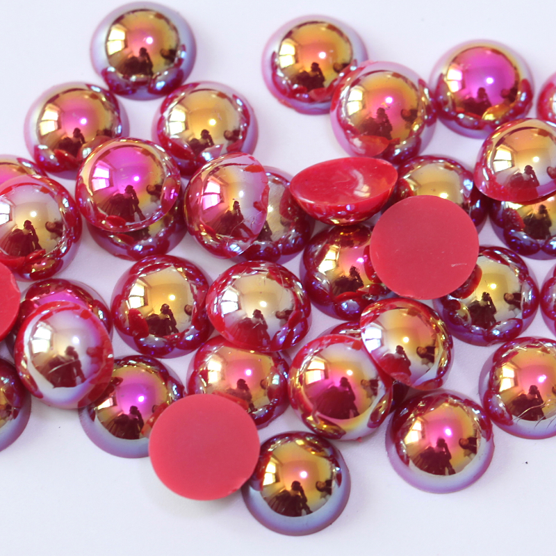 Perlas de plástico redondas rojas de 3 mm