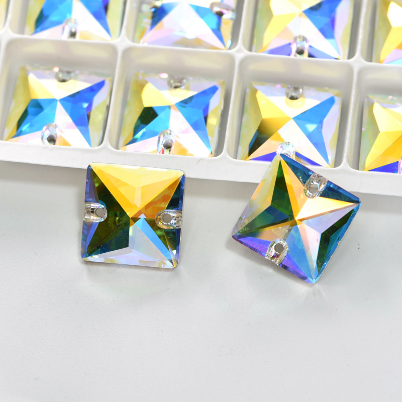 Joyería de costura de cristal de la forma K9 del cuadrado al por mayor de la fábrica de la calidad de AAAAA