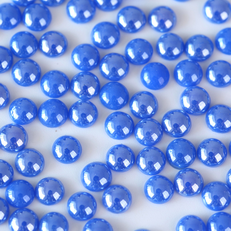 Factory Round Shape Blue Color Iron On Half Round Pearl Ceramic For rhinestone appliques 