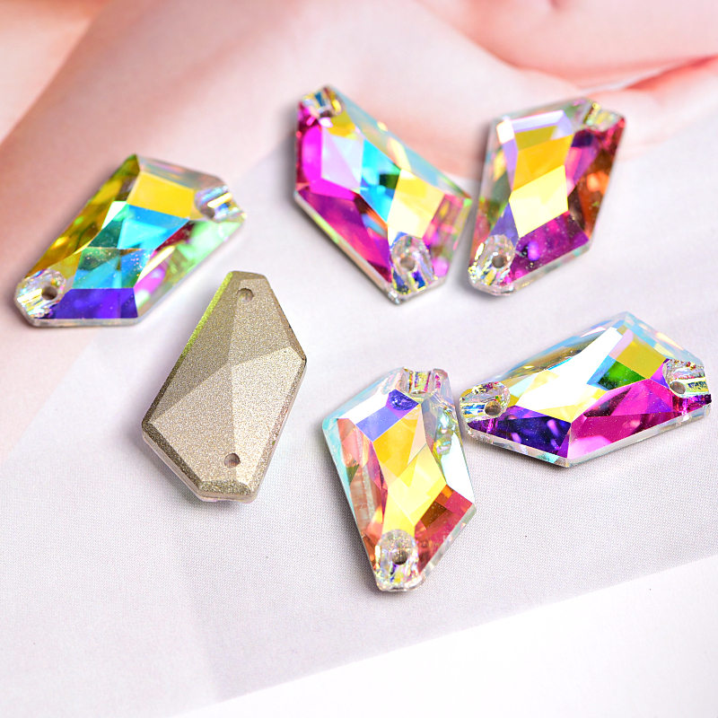AAAAA Rivoli Shape Crystal AB Color Glass Cosa en piedra